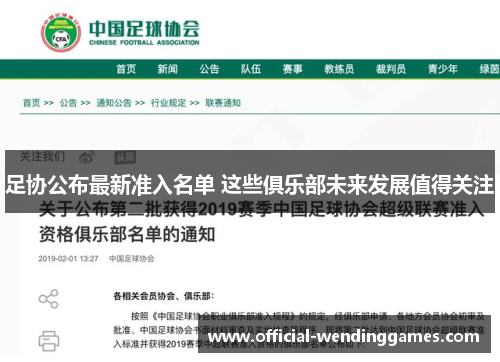 足协公布最新准入名单 这些俱乐部未来发展值得关注