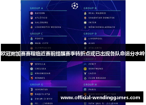 欧冠附加赛赛程临近赛前提醒赛季转折点或已出现各队命运分水岭